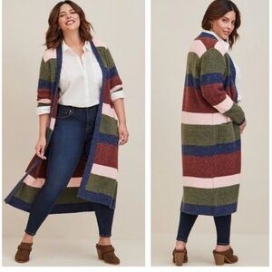 Torrid Multicolor Chunky  Striped Cardigan